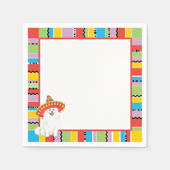 Serviette En Papier Fiesta American Eskimo Chien (Devant)