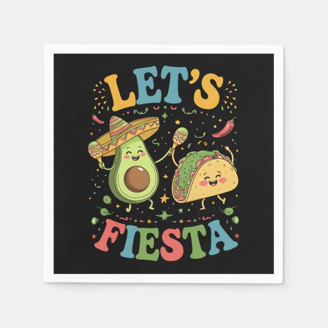 Serviette En Papier Fiesta Avocado Et Tacos Cinco De Mayo (Devant)