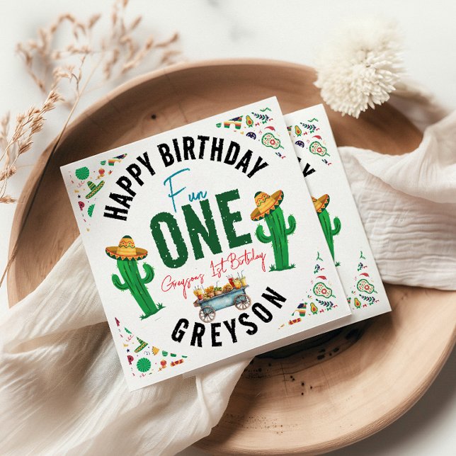 Serviette En Papier Fiesta d'abord | 1ère fête d'anniversaire (Créateur téléchargé)