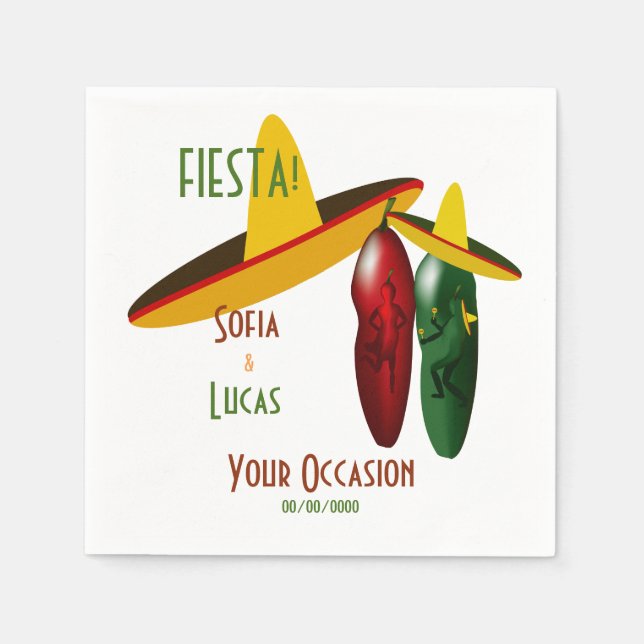 Serviette En Papier Fiesta Hot Pepper Dance Couple Cocktail Napkin (Devant)