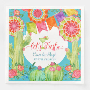 Serviette En Papier Fiesta Margarita Cinco de Mayo Party Cactus Art