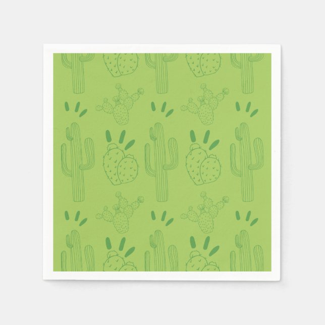 Serviette En Papier Fiesta Papier Napkine Mexicaine Cactus Floral (Devant)