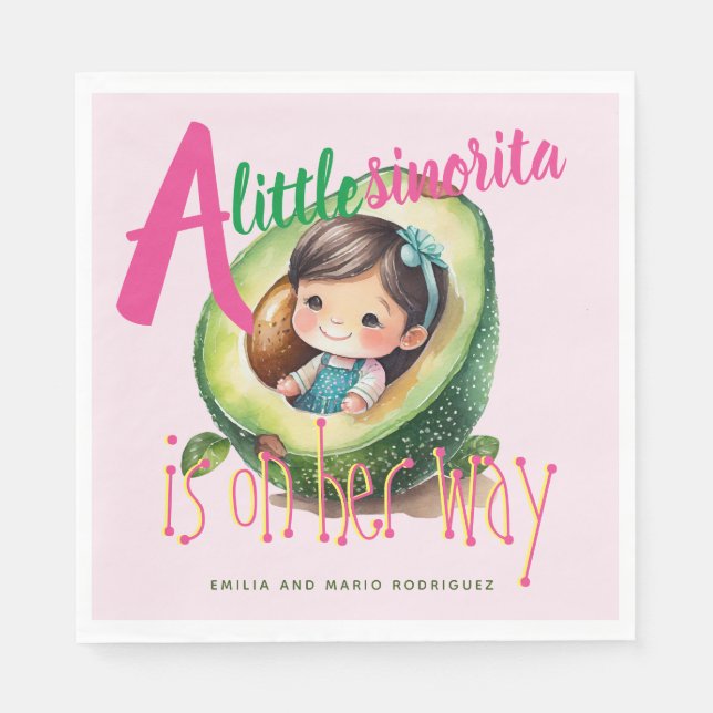 Serviette En Papier Fiesta Sinorita Baby Girl Douche Partyware rose (Devant)