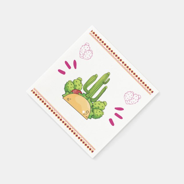 Serviette En Papier Fiesta Taco Simple Mexicaine Cactus Floral (Coin)