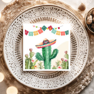 Serviette En Papier Fiesta Watercolor Cactus Parti mexicain Succulent