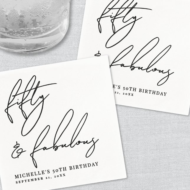 Serviette En Papier Fifty And Fabulous 50th Birthday Party (Fifty And Fabulous 50th Birthday Party Napkins)
