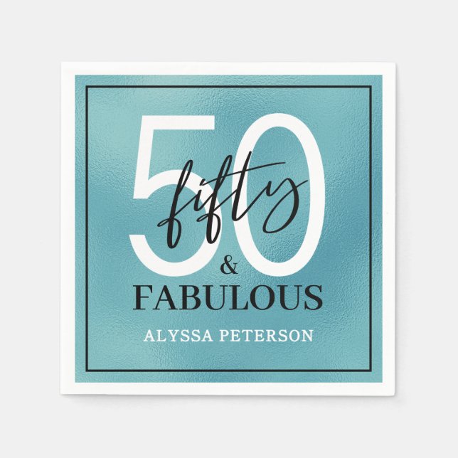 Serviette En Papier Fifty and Fabulous Script 50th Birthday (Devant)