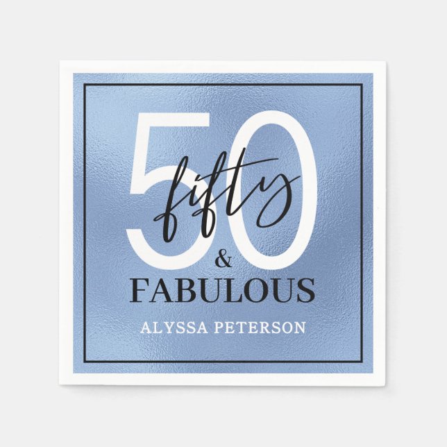 Serviette En Papier Fifty and Fabulous Script 50th Birthday (Devant)