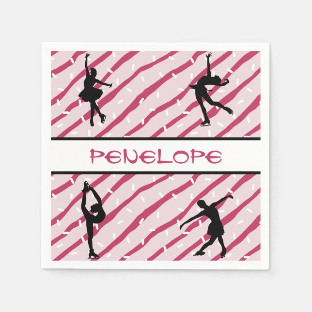 Serviette En Papier Figure Patinage Girl Pepperment Sprinkle Rose (Devant)
