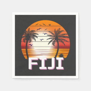 Serviette En Papier Fiji Vintage Palm Trees Summer Beach