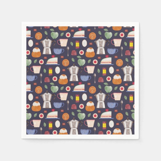 Serviette En Papier Fika (Eclipse) - Motif d'aquarelle (Devant)