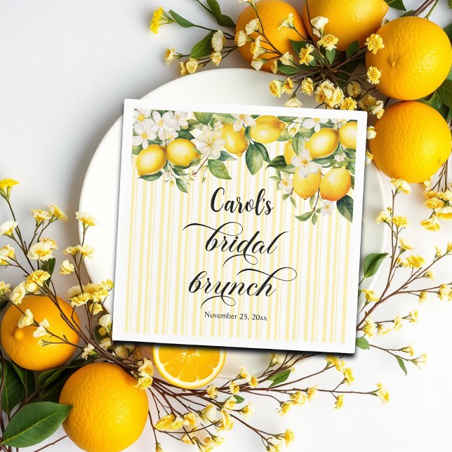 Serviette En Papier Filiale de citron Brunch nuptial méditerranéen d'é (Créateur téléchargé)