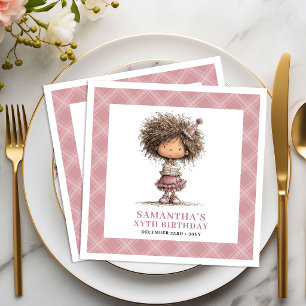 Serviette En Papier Fille 4ème Anniversaire Fantaisie Rose Poussiéreux