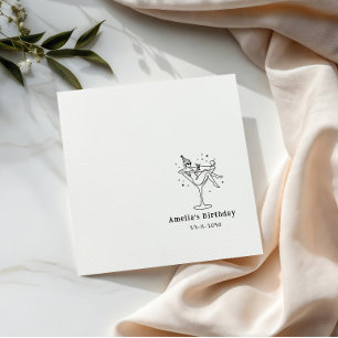 Serviette En Papier Fille à cocktail funky dessinée à la main pour ann