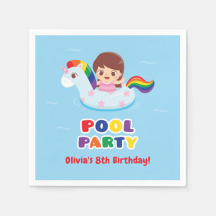 Serviette En Papier Fille à Unicorn Float Anniversaire de enfant Party