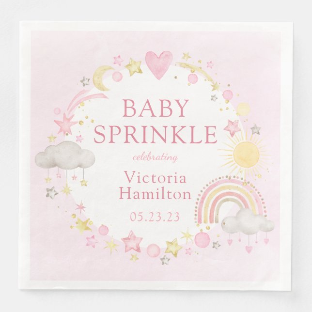 Serviette En Papier Fille Aquarelle Arc-en-ciel Bébé Sprinkle (Devant)