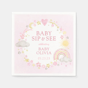 Serviette En Papier Fille Aquarelle Rainbow Baby Sip Et Voir