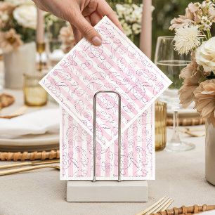 Serviette En Papier Fille aux rayures roses côtières Baby Shower de la