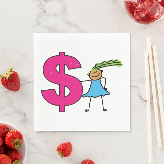 Serviette En Papier Fille Avec Un Panneau Dollar (Créateur téléchargé)