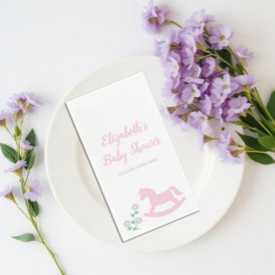 Serviette En Papier Fille Baby Shower Cheval à Bascule Rose
