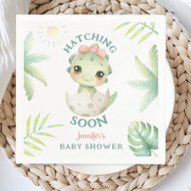 Fille Baby Shower Dinosaure Papier