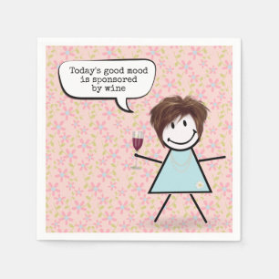 Serviette En Papier Fille Bâton Avec Verre à Vin