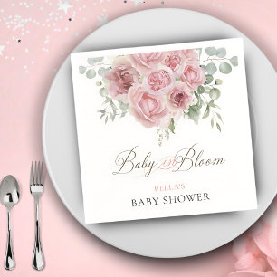 Serviette En Papier Fille bébé en Baby shower de fleurs serviettes