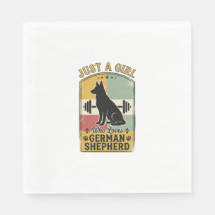 Serviette En Papier Fille Berger Allemand Chemise Rétro Amoureux de Ch