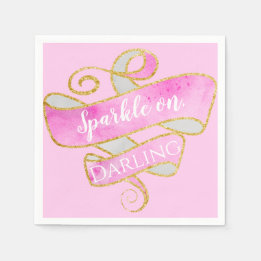 Serviette En Papier Fille Blush Parties scintillant Or Rose Étinceler,