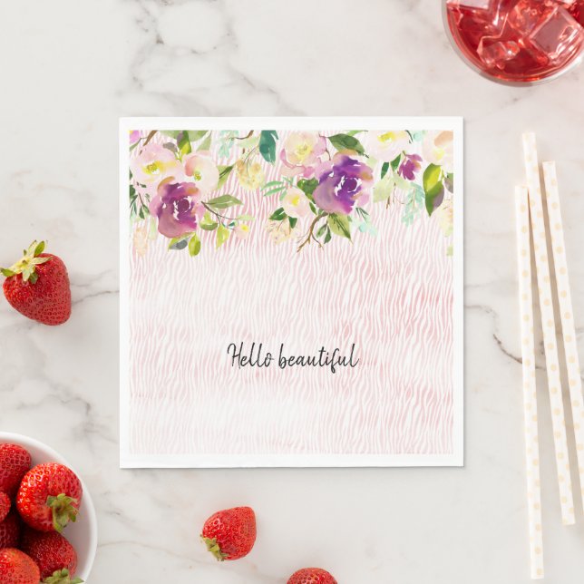 Serviette En Papier Fille Burgundy Rose Aquarelle Poster de animal (En situation)