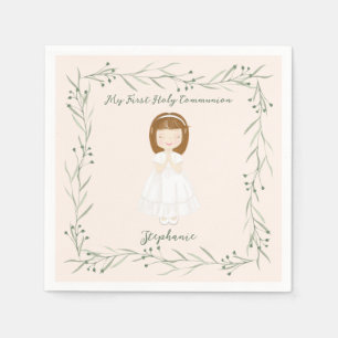 Serviette En Papier Fille Communion priant