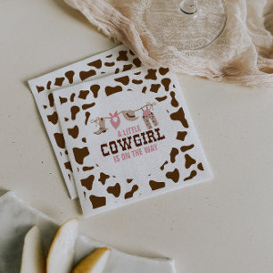 Serviette En Papier Fille cow-girl occidentale Shower de bébé rose