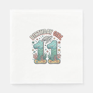 Serviette En Papier Fille d'anniversaire 11 Tortue de mer Conception d