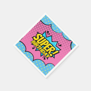 Serviette En Papier Fille d'anniversaire de super-héros de bande dessi