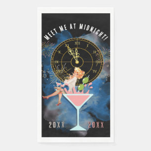 Serviette En Papier Fille dans un verre Martini Nouvel An