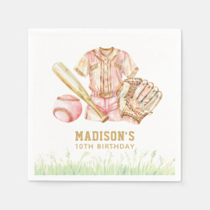 Serviette En Papier Fille de baseball Anniversaire personnalisé