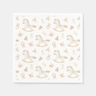 Serviette En Papier Fille de cheval à bascule rose Baby Shower