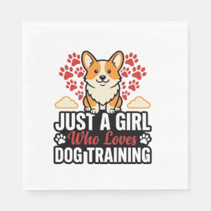 Serviette En Papier Fille de dressage de chien Corgi Vintage Vector Co