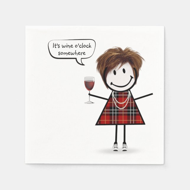 Serviette En Papier Fille de fête avec vin rouge (Devant)