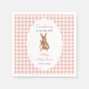 Serviette En Papier Fille de lapin en gingham rose vintage pour Baby S