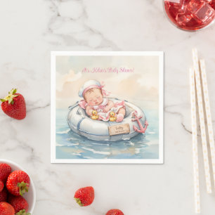 Serviette En Papier Fille de marin bébé rose