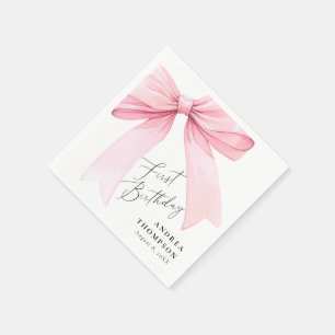 Serviette En Papier Fille de premier anniversaire élégante rose coquet
