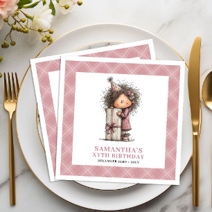 Serviette En Papier Fille du 4ème anniversaire Napperons roses fantais