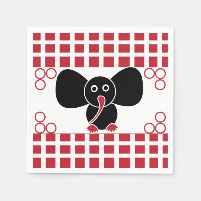 Serviette En Papier Fille Eléphant Anniversaire (Devant)