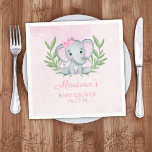 Serviette En Papier Fille Eléphant Tropical Été Baby shower Floral