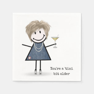 Serviette En Papier Fille en bonhomme allumette d'anniversaire avec Ma