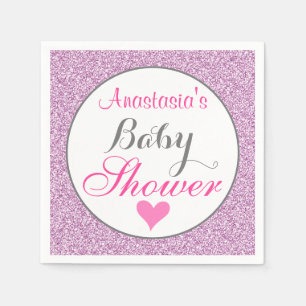 Serviette En Papier Fille et paillettes rose lilas violet Baby Shower