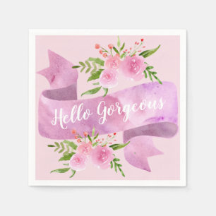 Serviette En Papier Fille Joli Chic Floral Rose Rose Rose Rose Bonjour