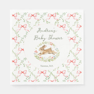 Serviette En Papier Fille Lapin Fleur Rose Baby Shower