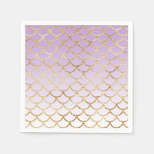Serviette En Papier Fille Lilac Purple Gold Parties scintillant sirène